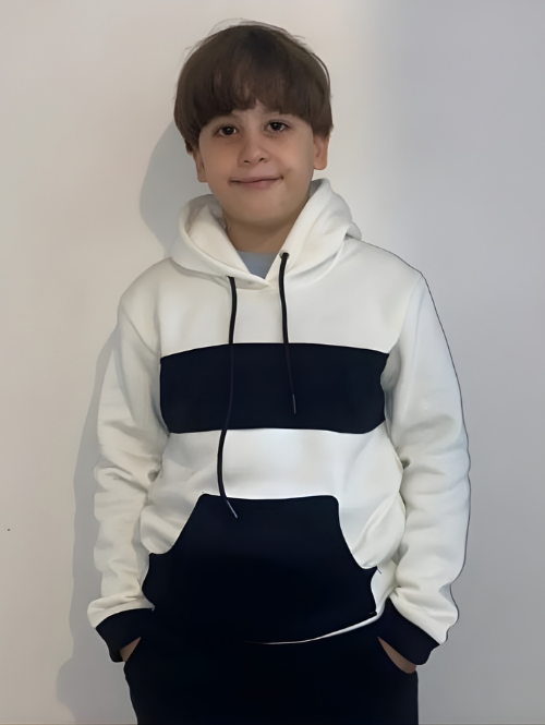 mivaro kids hoodie white black urban fashion